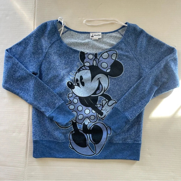 Disney Parks Blue Minnie Mouse Off The Shoulder Sweatshirt Size XSmall - Picture 5 of 10